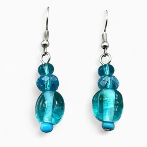 Handcrafted Glass Lampwork Bead Earrings | Turquoise Blue Handmade Earrings